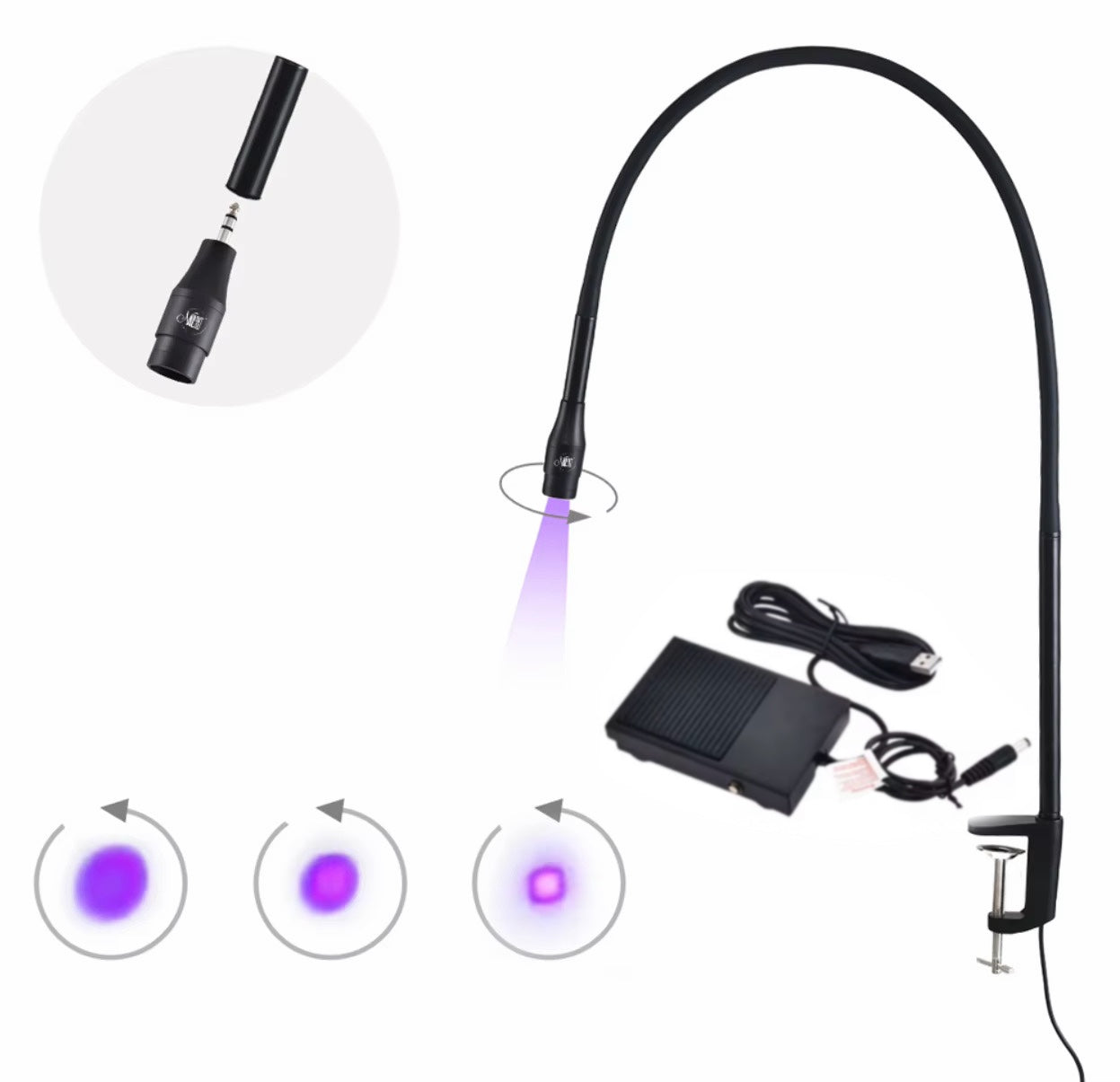 LED/UV Foot Control Lamp