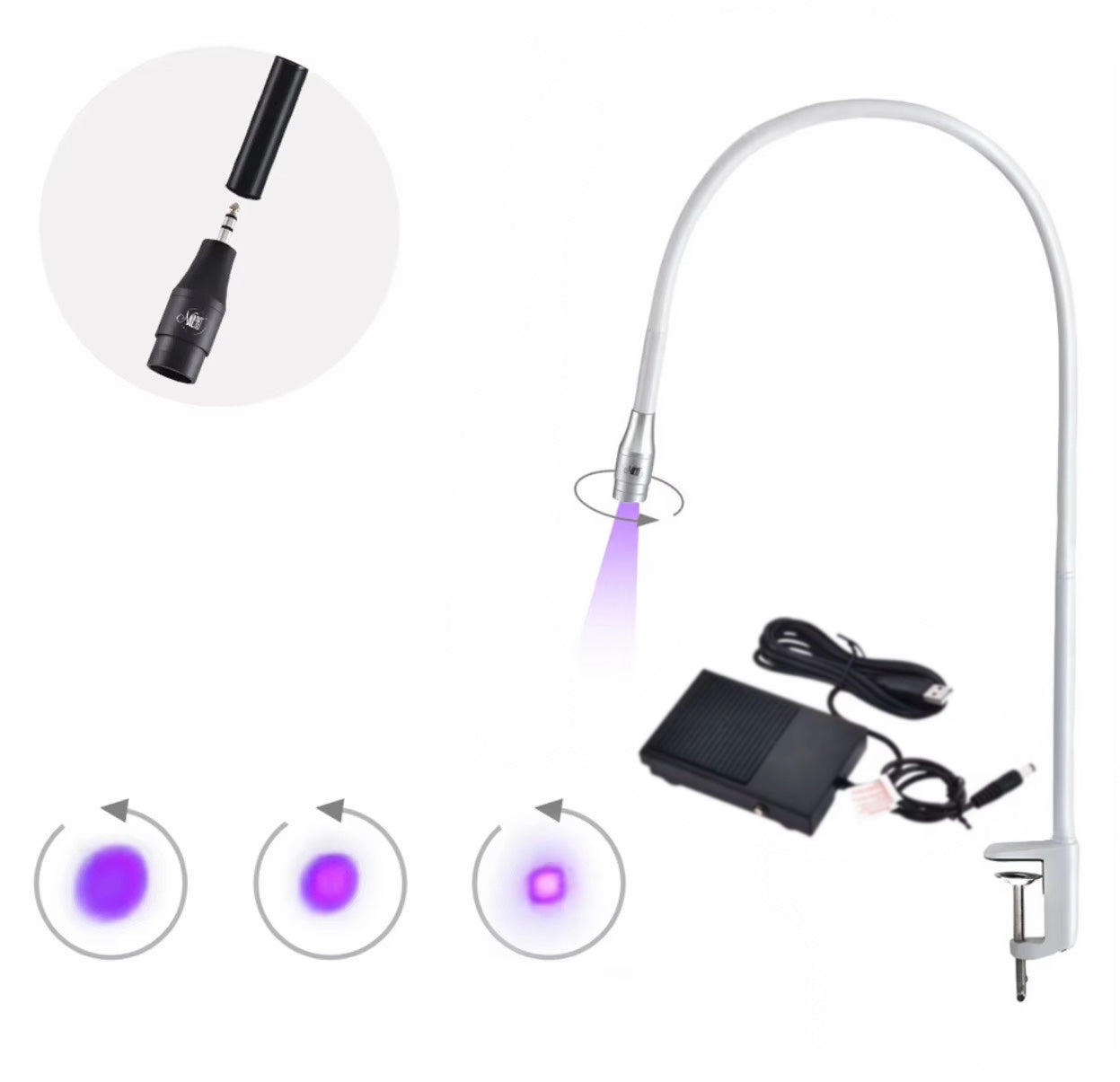LED/UV Foot Control Lamp